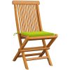 Trädgårdsstolar med ljusgröna dynor 6 st massiv teak vidaXL – miniatyr 2