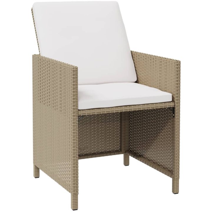 Trädgårdsstolar med pallar 2 st konstrotting beige vidaXL – bild 2