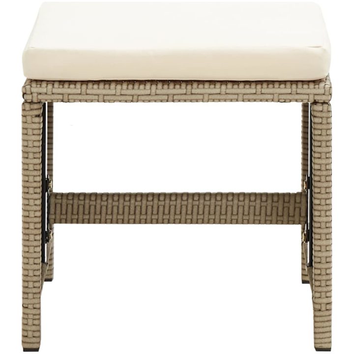 Trädgårdsstolar med pallar 2 st konstrotting beige vidaXL – bild 11