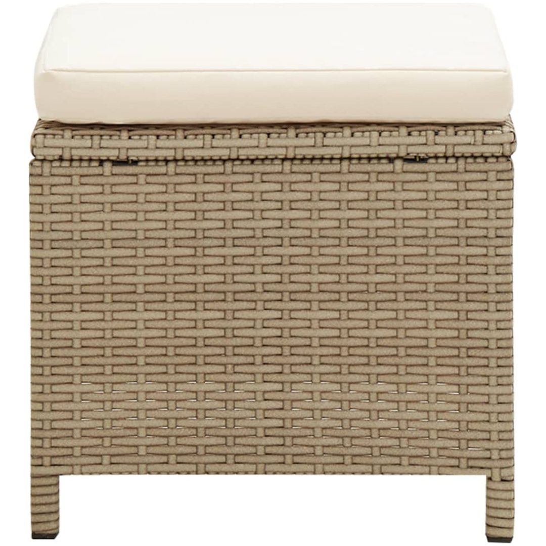 Trädgårdsstolar med pallar 2 st konstrotting beige vidaXL – bild 12