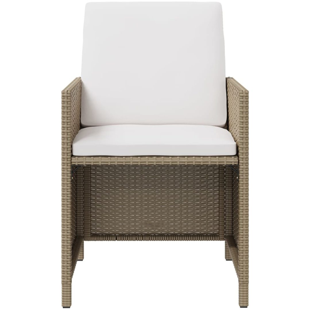 Trädgårdsstolar med pallar 2 st konstrotting beige vidaXL – bild 3