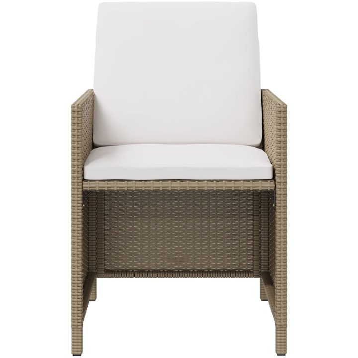 Trädgårdsstolar med pallar 2 st konstrotting beige vidaXL – bild 3