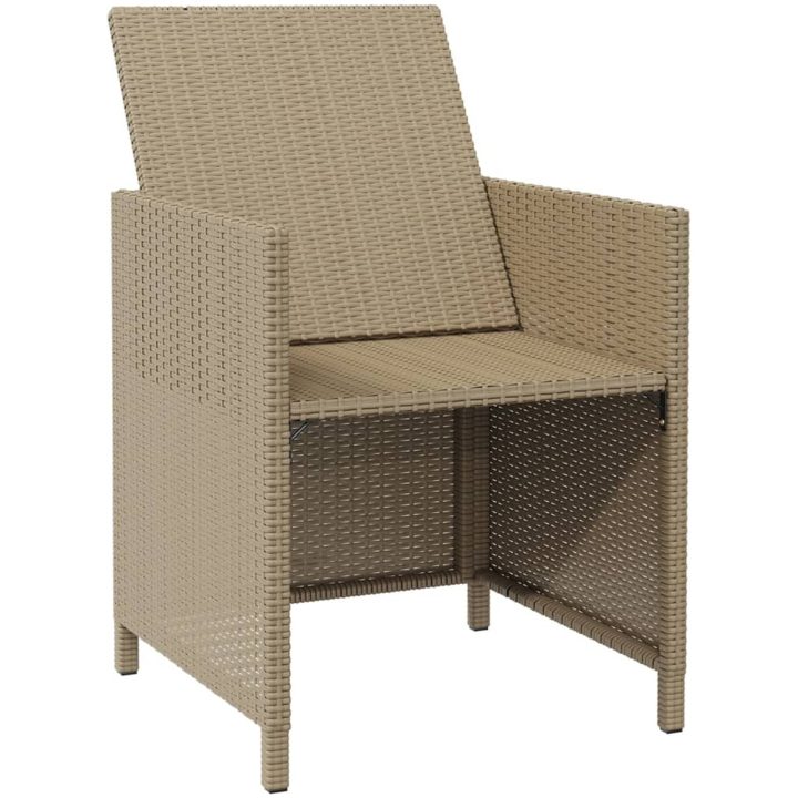 Trädgårdsstolar med pallar 2 st konstrotting beige vidaXL – bild 4