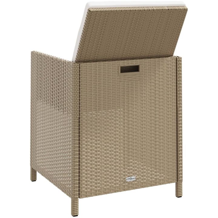 Trädgårdsstolar med pallar 2 st konstrotting beige vidaXL – bild 6
