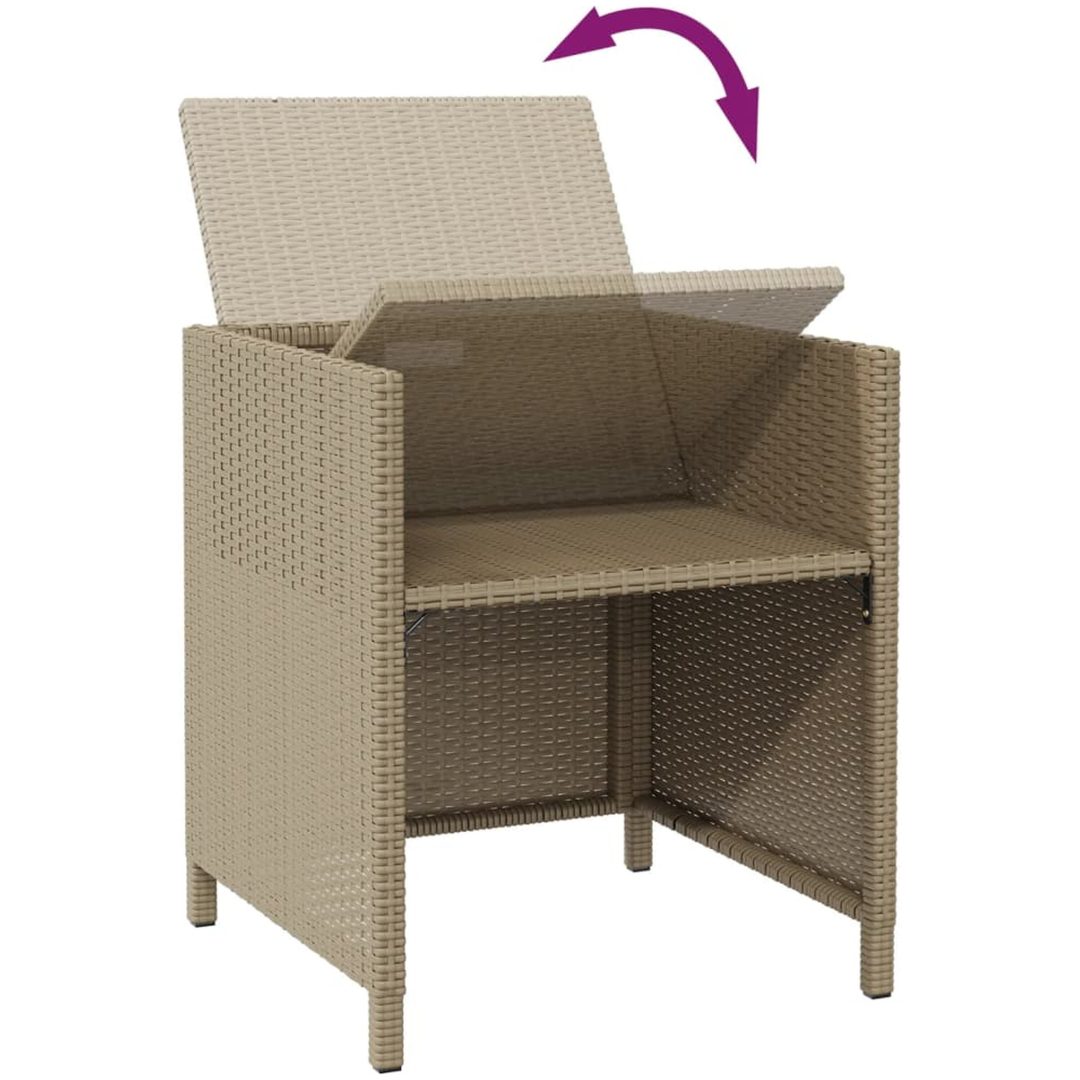 Trädgårdsstolar med pallar 2 st konstrotting beige vidaXL – bild 7