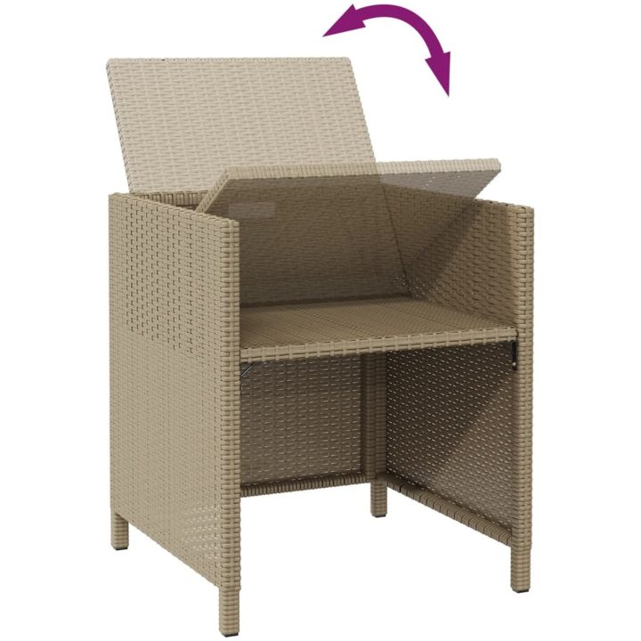 Trädgårdsstolar med pallar 2 st konstrotting beige vidaXL – bild 7
