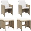 Trädgårdsstolar med pallar 2 st konstrotting beige vidaXL – miniatyr 1