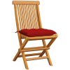 Trädgårdsstolar med röda dynor 6 st massiv teak vidaXL – miniatyr 2