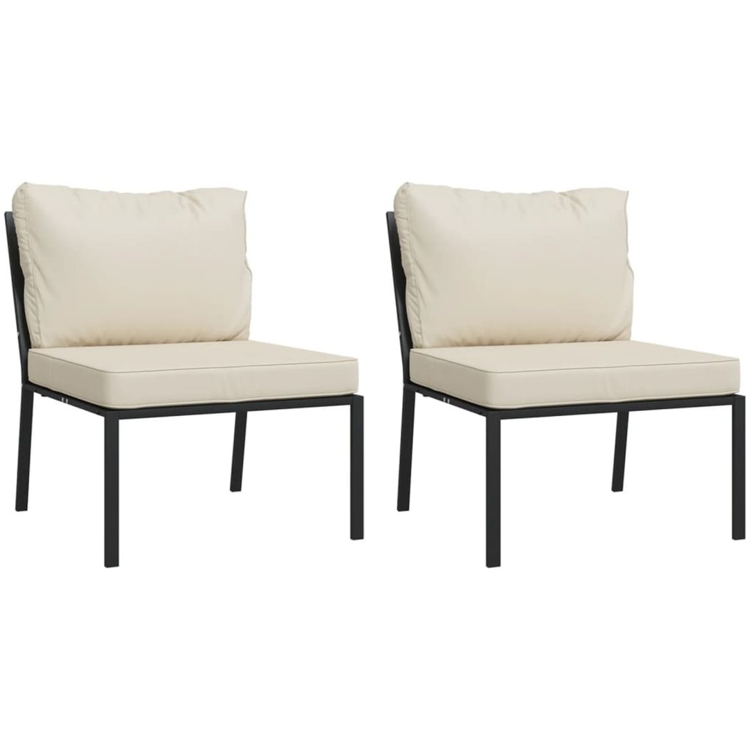 Trädgårdsstolar med sandfärgade dynor 2 st 60x74x79 cm stål vidaXL – bild 2