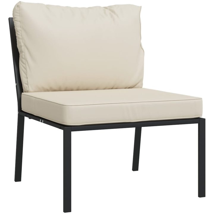 Trädgårdsstolar med sandfärgade dynor 2 st 60x74x79 cm stål vidaXL – bild 3
