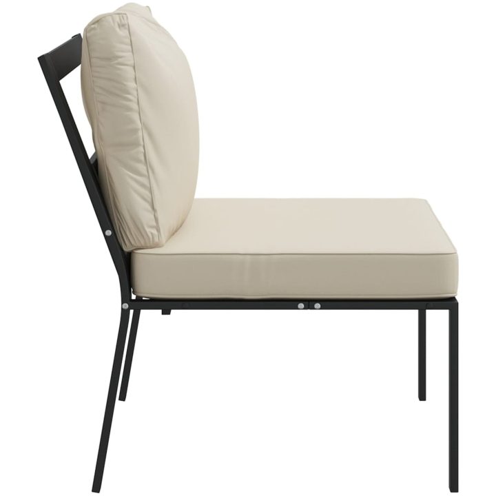 Trädgårdsstolar med sandfärgade dynor 2 st 60x74x79 cm stål vidaXL – bild 5