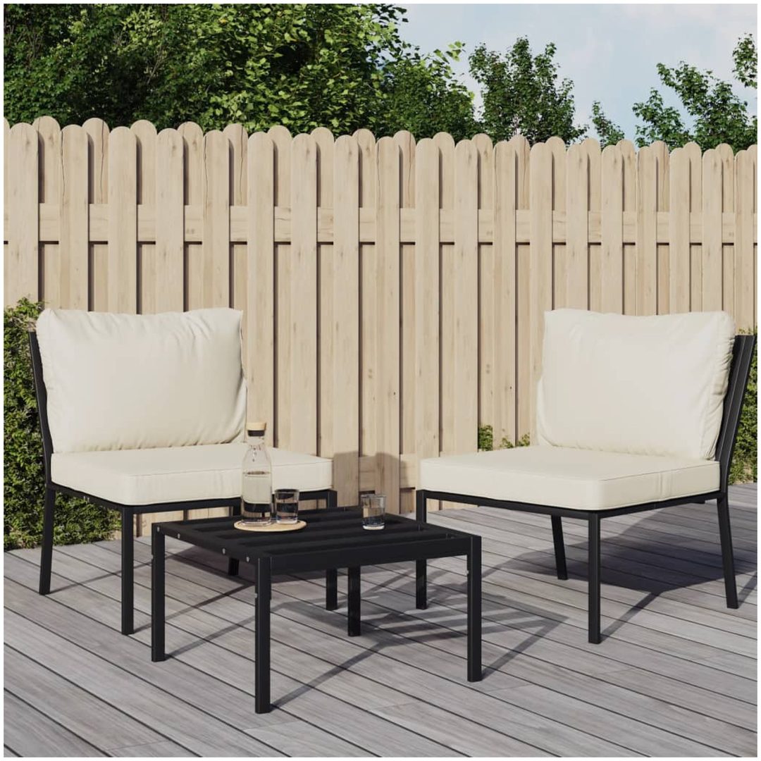 Trädgårdsstolar med sandfärgade dynor 2 st 60x74x79 cm stål vidaXL