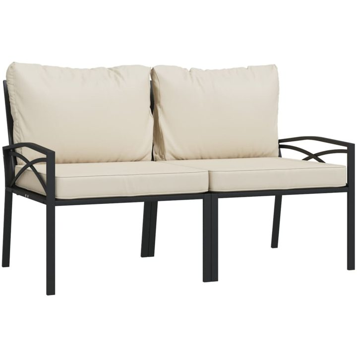 Trädgårdsstolar med sandfärgade dynor 2 st 62x75x79 cm stål vidaXL – bild 2