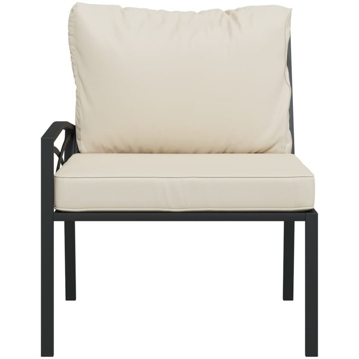Trädgårdsstolar med sandfärgade dynor 2 st 62x75x79 cm stål vidaXL – bild 4