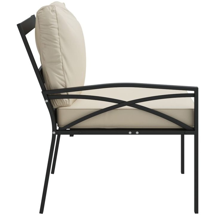 Trädgårdsstolar med sandfärgade dynor 2 st 62x75x79 cm stål vidaXL – bild 5