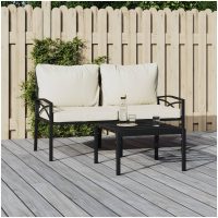 Trädgårdsstolar med sandfärgade dynor 2 st 62x75x79 cm stål vidaXL