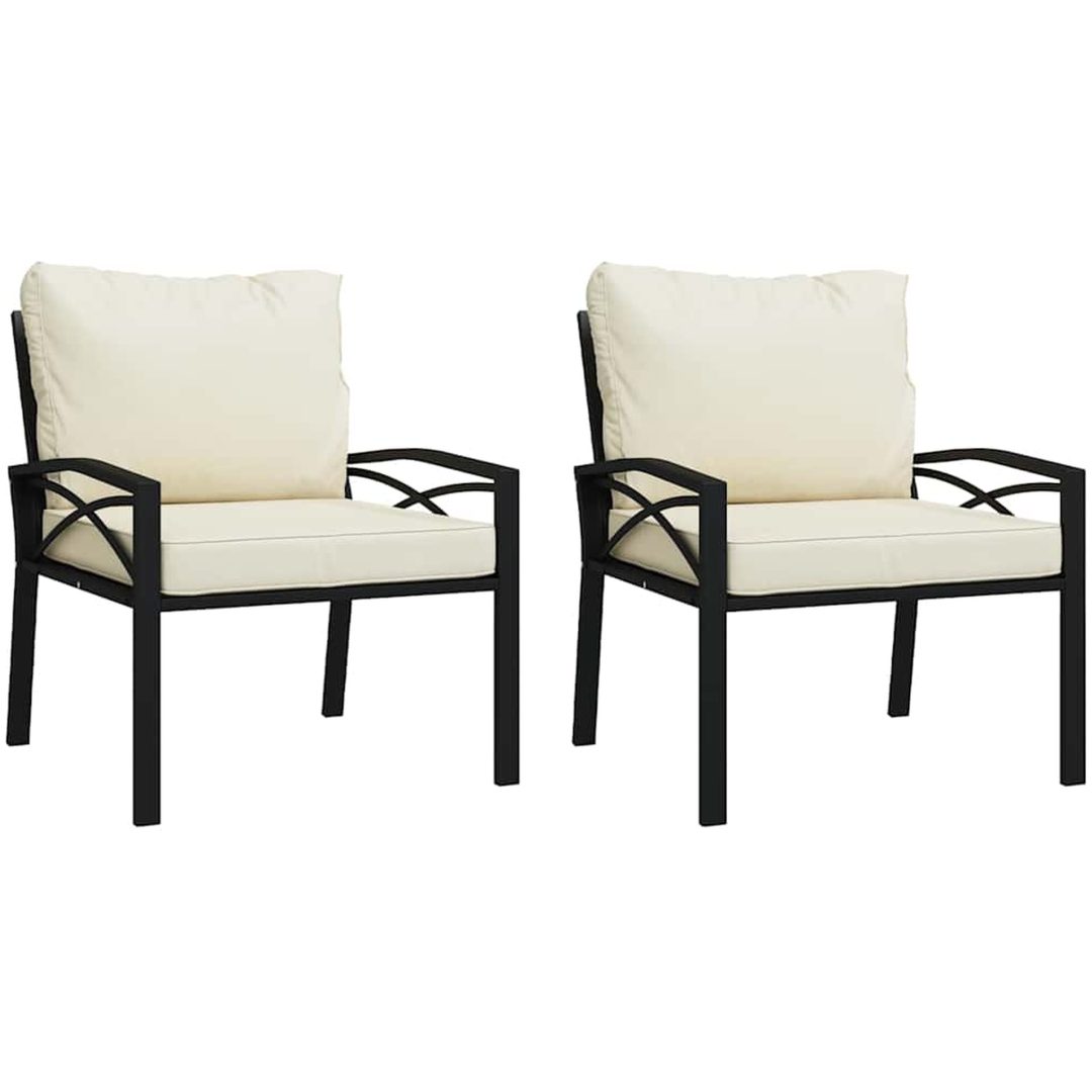 Trädgårdsstolar med sandfärgade dynor 2 st 68x76x79 cm stål vidaXL – bild 2