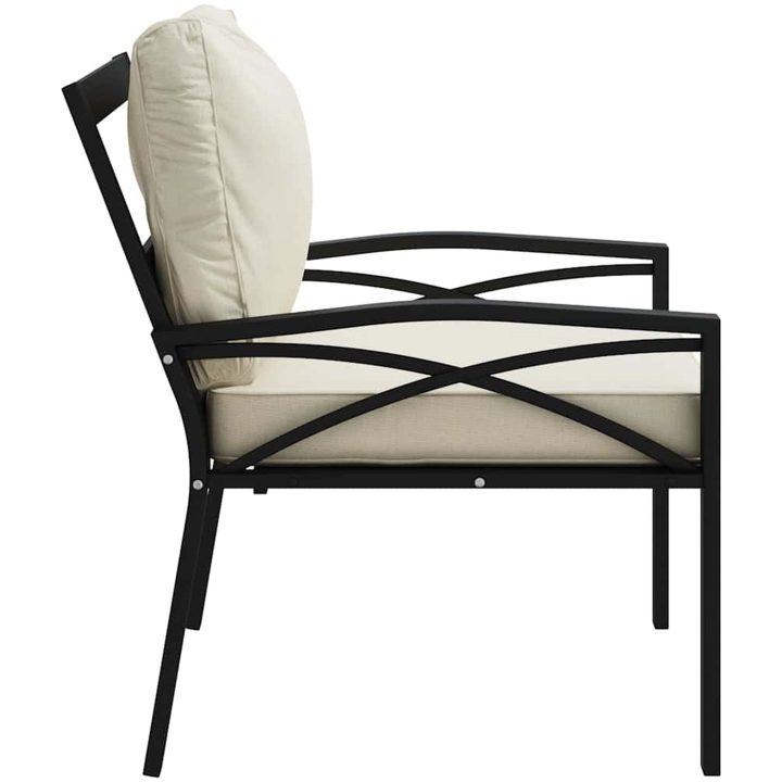 Trädgårdsstolar med sandfärgade dynor 2 st 68x76x79 cm stål vidaXL – bild 6