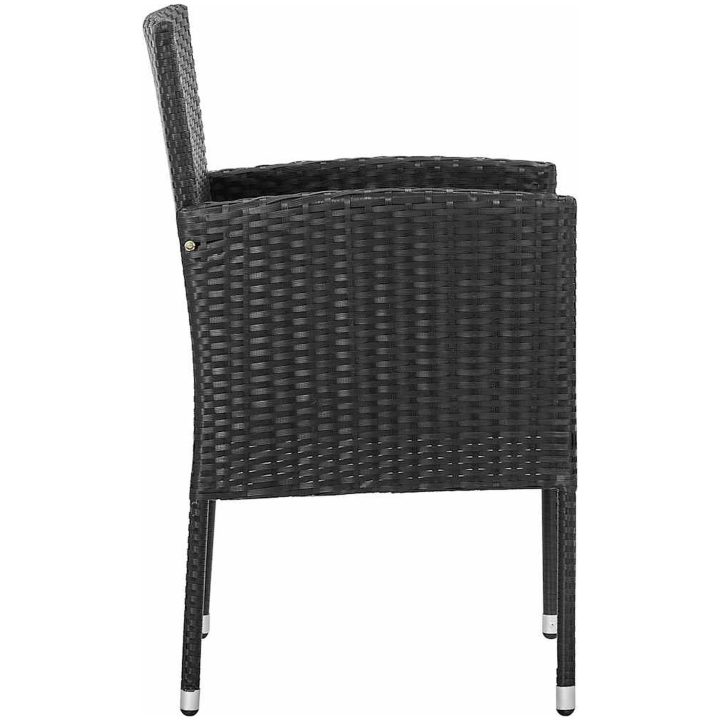 Trädgårdsstolar med svarta dynor 2 st svart konstrotting vidaXL – bild 4