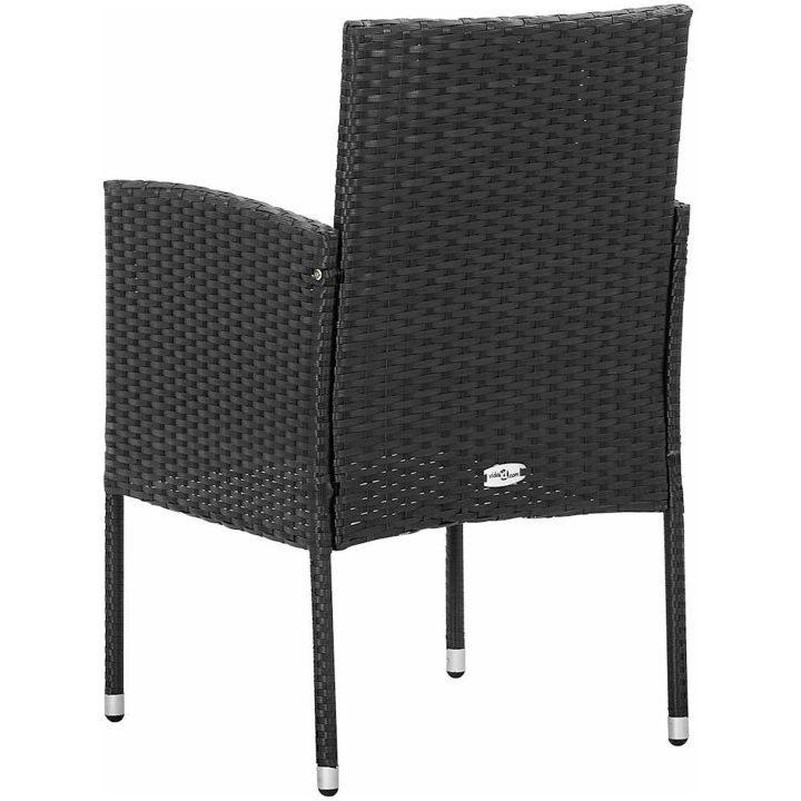 Trädgårdsstolar med svarta dynor 2 st svart konstrotting vidaXL – bild 5