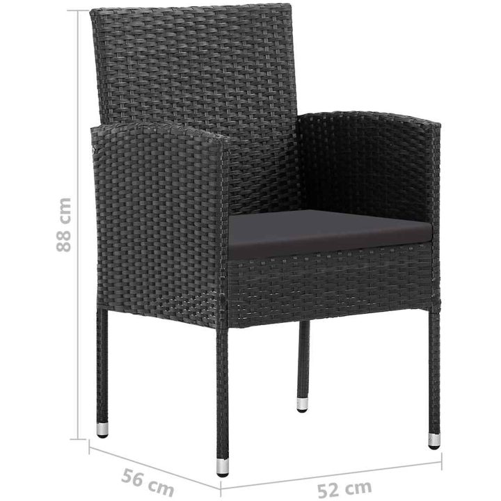 Trädgårdsstolar med svarta dynor 2 st svart konstrotting vidaXL – bild 7