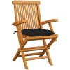 Trädgårdsstolar med svarta dynor 3 st massiv teak vidaXL – miniatyr 2