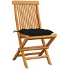 Trädgårdsstolar med svarta dynor 8 st massiv teak vidaXL – miniatyr 3
