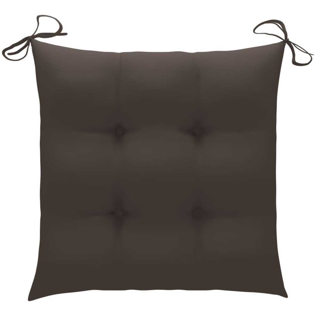 Trädgårdsstolar med taupe dynor 2 st massiv teak vidaXL – bild 7