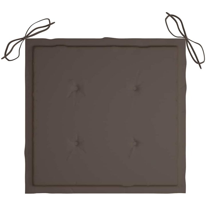 Trädgårdsstolar med taupe dynor 3 st massivt teakträ vidaXL – bild 9