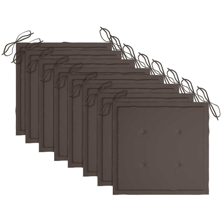 Trädgårdsstolar med taupe dynor 8 st massiv teak vidaXL – bild 6
