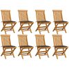 Trädgårdsstolar med taupe dynor 8 st massiv teak vidaXL – miniatyr 1