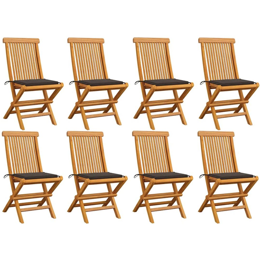 Trädgårdsstolar med taupe dynor 8 st massiv teak vidaXL