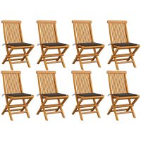 Trädgårdsstolar med taupe dynor 8 st massiv teak vidaXL