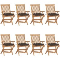 Trädgårdsstolar med taupe dynor 8 st massiv teak vidaXL