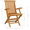 Trädgårdsstolar med vinröda dynor 3 st massiv teak vidaXL – miniatyr 10