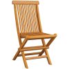 Trädgårdsstolar med vinröda dynor 4 st massiv teak vidaXL – miniatyr 4