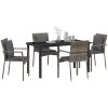 Trädgårdsstolar Set med kudde med kudde 5 pcs Grå vidaXL 140 x 70 x 73 cm – miniatyr 3