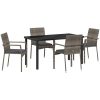 Trädgårdsstolar Set om 4 med kudde 5 pcs Grå vidaXL 140 x 70 x 73 cm – miniatyr 2