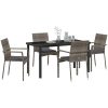Trädgårdsstolar Set om 4 med kudde 5 pcs Grå vidaXL 140 x 70 x 73 cm – miniatyr 3