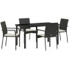 Trädgårdsstolar Set om 4 med kudde 5 pcs Svart vidaXL 140 x 70 x 73 cm – miniatyr 2