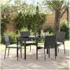 Trädgårdsstolar Set om 4 med kudde 5 pcs Svart vidaXL 140 x 70 x 73 cm – miniatyr 1