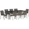 Trädgårdsstolar Set om 4 med kudde med kudde 9 pcs Grå vidaXL 200 x 80 x 73 cm – miniatyr 2