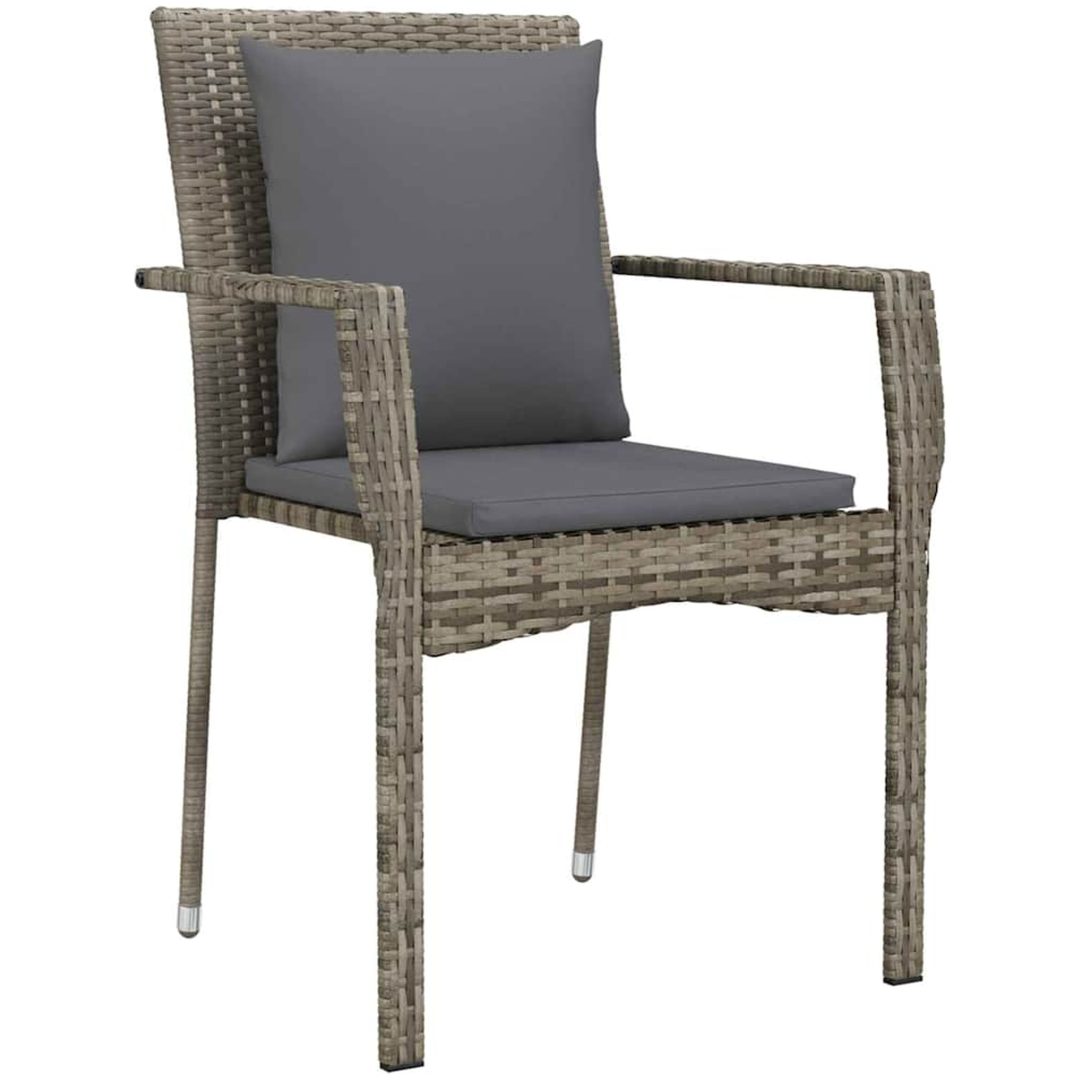 Trädgårdsstolar Set om 4 med kudde med kudde 9 pcs Grå vidaXL 200 x 80 x 73 cm – bild 6