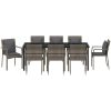 Trädgårdsstolar Set om 4 med kudde med kudde 9 pcs Grå vidaXL 200 x 80 x 73 cm – miniatyr 7