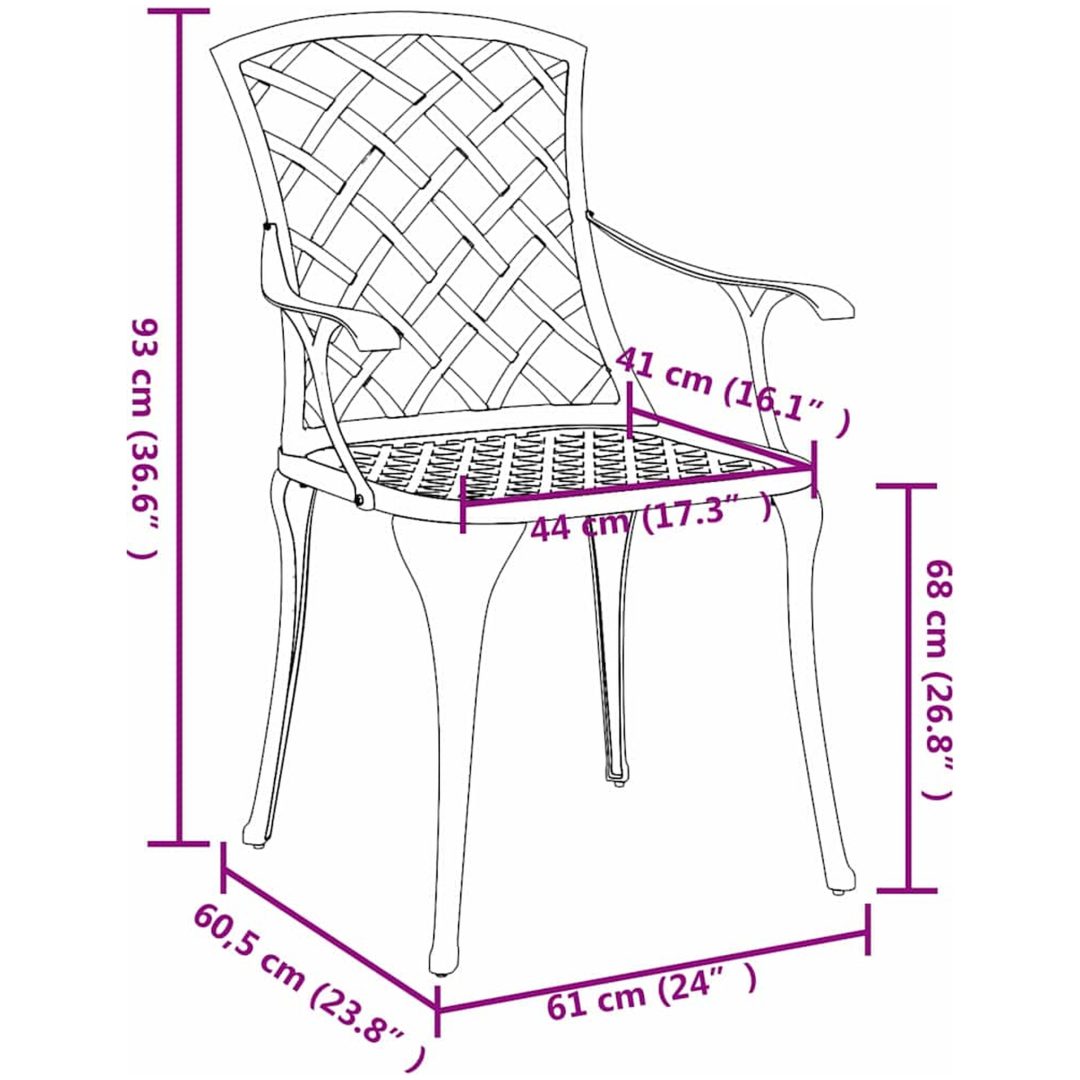 Trädgårdsstolar Stapelbara 4 st Grön Gjutjärn vidaXL 61 x 60.5 x 93 cm – bild 11