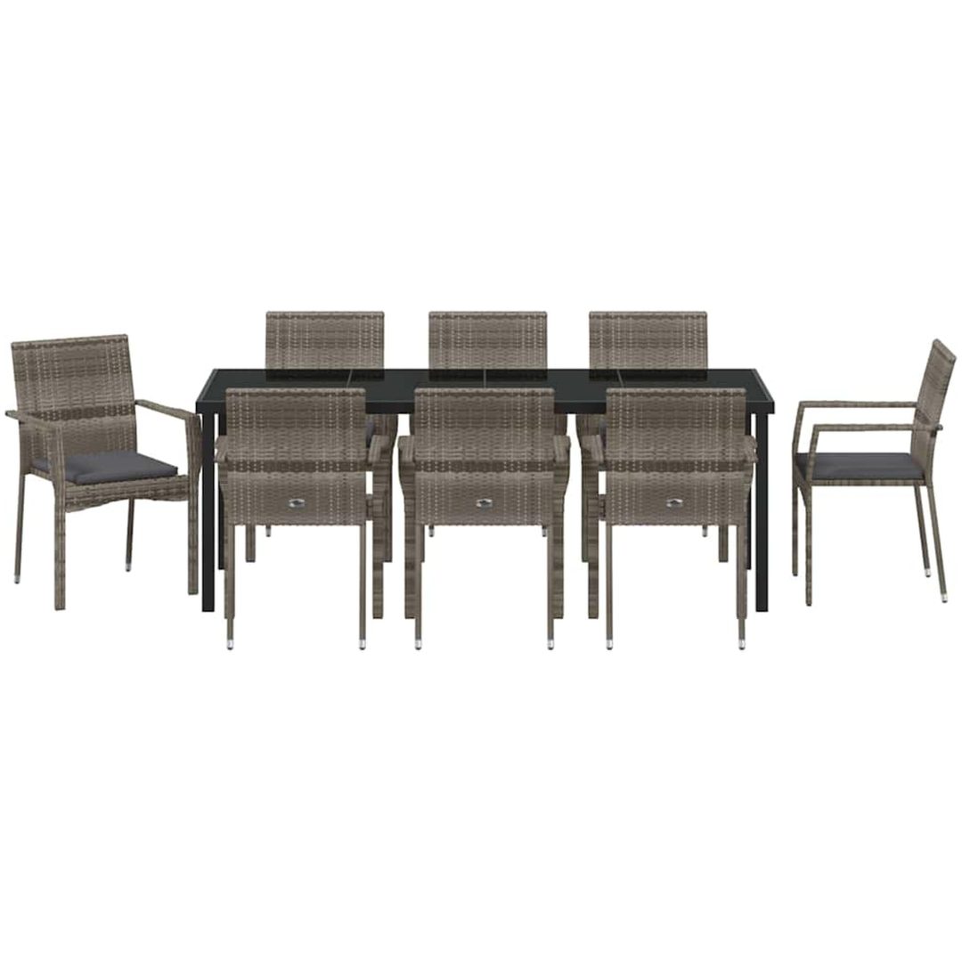 Trädgårdsstolset med kudde 9 pcs Grå vidaXL 200 x 80 x 73 cm – bild 7