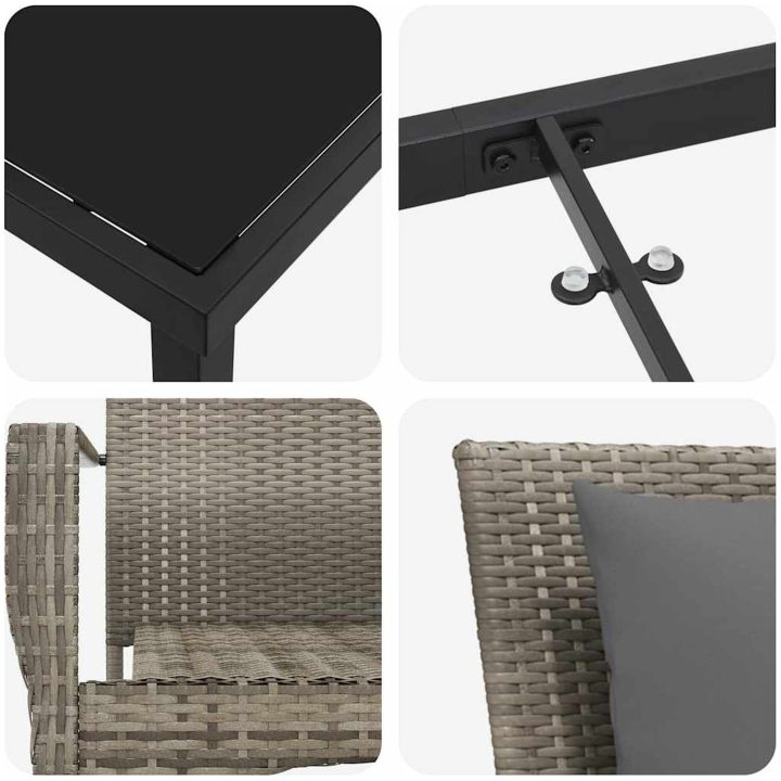 Trädgårdsstolset med kudde 9 pcs Grå vidaXL 200 x 80 x 73 cm – bild 8
