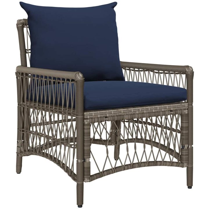 Trädgårdstol med Kuddar Grå 60x70x78 cm Poly Rattan vidaXL Standard – bild 2