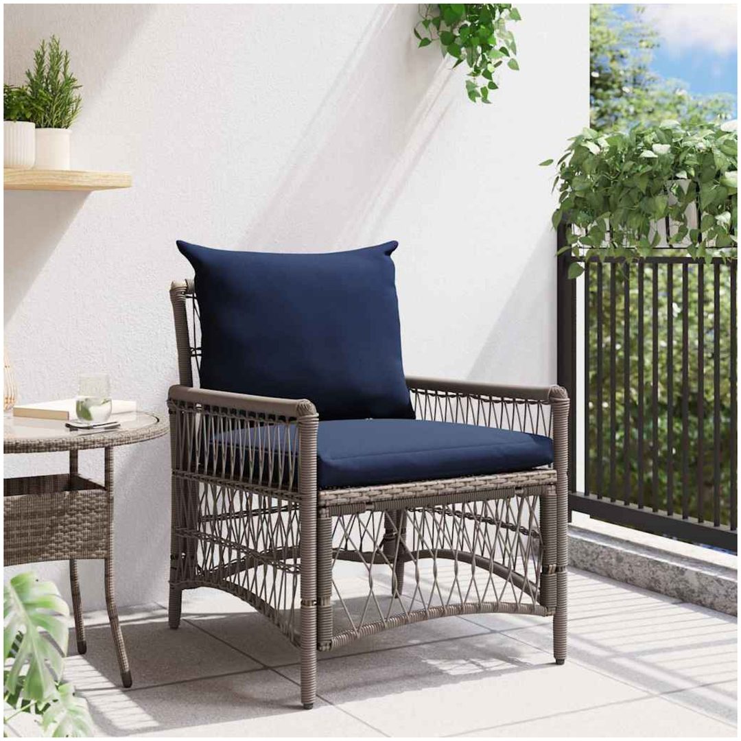 Trädgårdstol med Kuddar Grå 60x70x78 cm Poly Rattan vidaXL Standard – bild 3