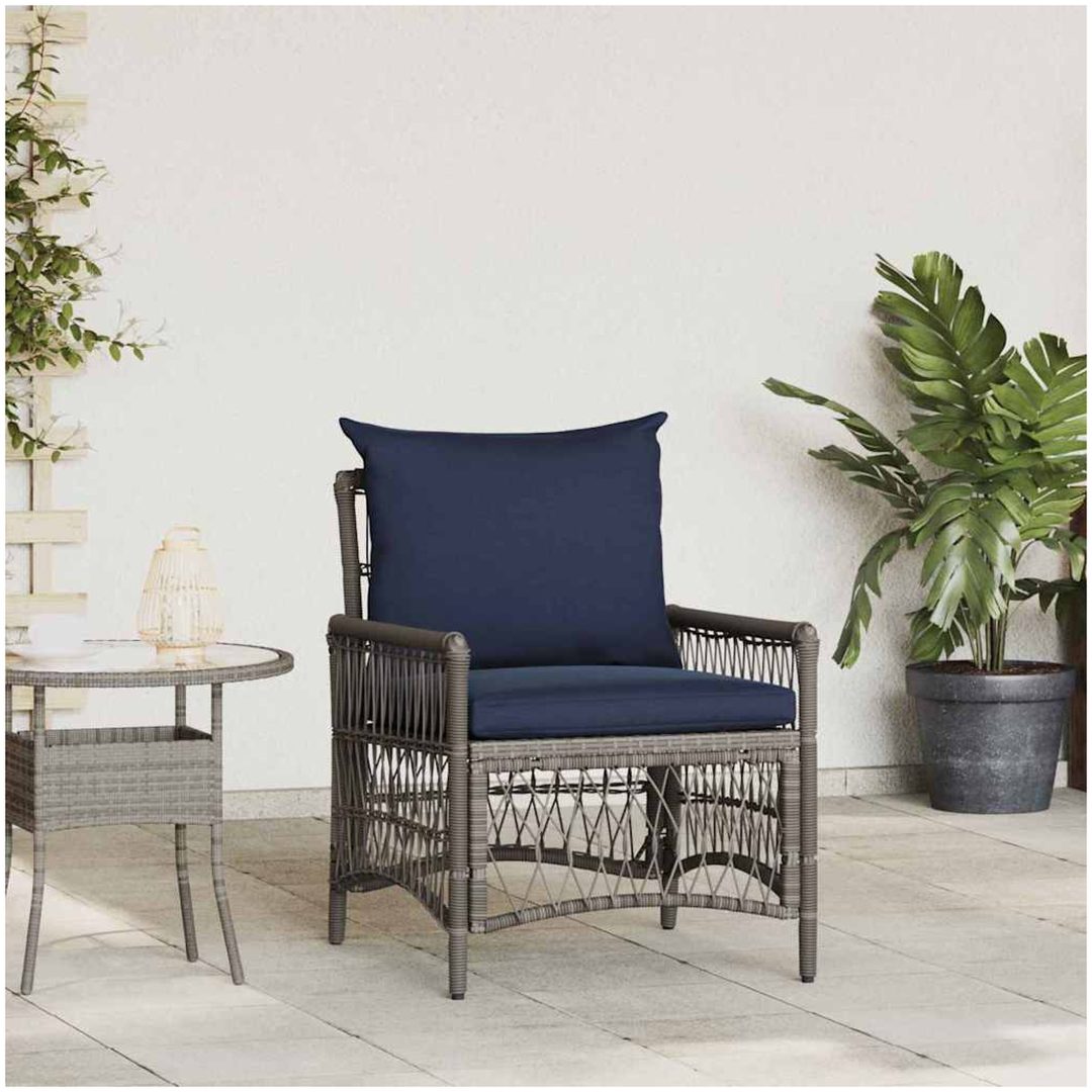 Trädgårdstol med Kuddar Grå 60x70x78 cm Poly Rattan vidaXL Standard